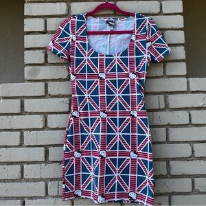 Sanrio Hello Kitty 2012 Union Jack Print Dress in Blue & Pink - Size Medium